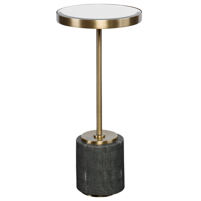 Stylish And Sophisticated, This Round Accent Table Features A Gray Faux Shagreen Base Paired With An Iron Support In Rich ...