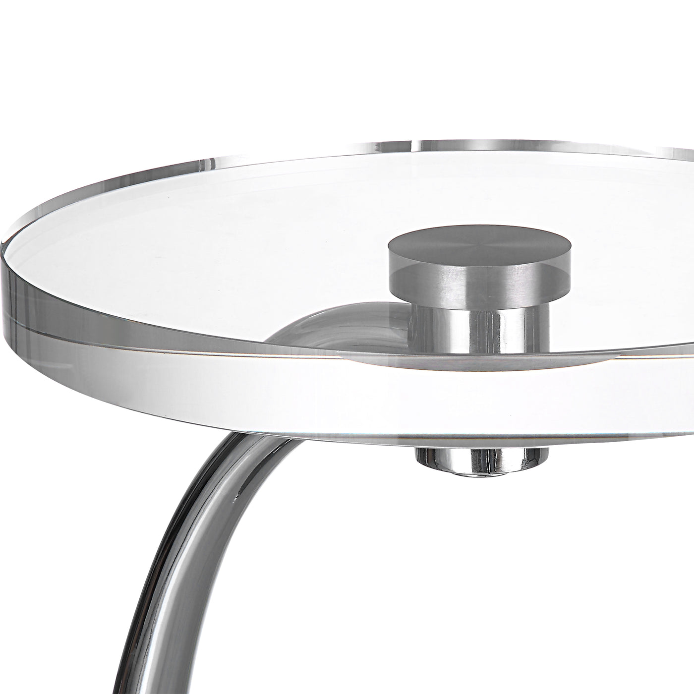 Minimal Yet Sophisticated, The Waveney Drink Table Displays A Sleek Curved Base In Polished Nickel Plated Iron With A Thic...