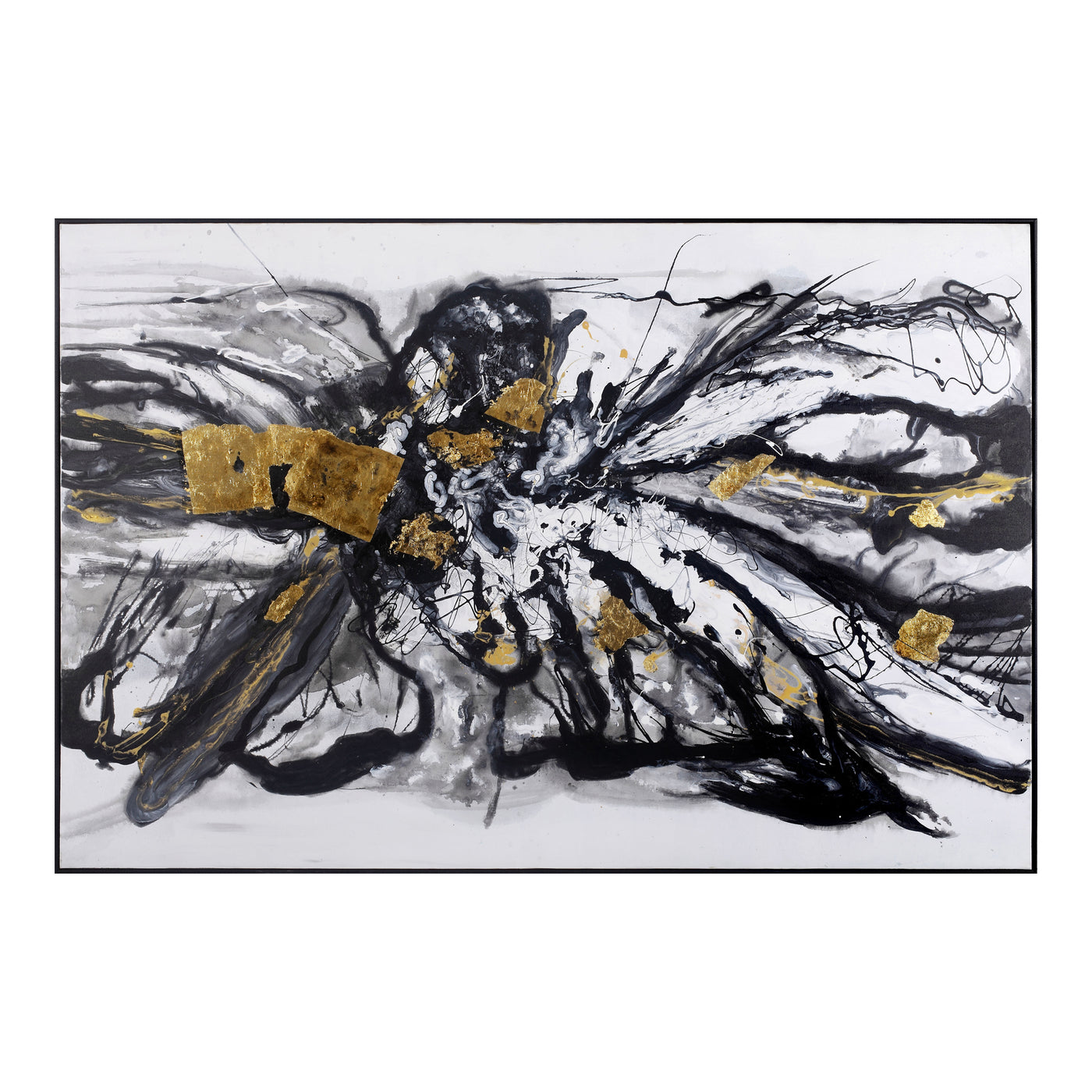 An abstract image of black, white and gold that will compliment your contemporary decor.
<h6>Dimensions</h6>
H= 40
W= 60
D...