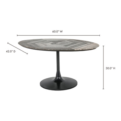 The elegant oval shape and hexagonal patterned marble top make the Nyles dining table stand out for all the right reasons....