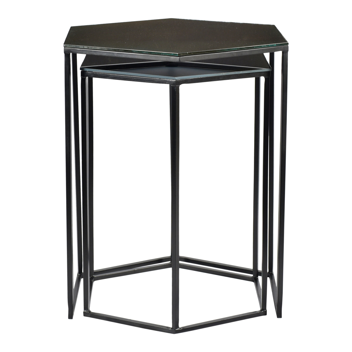 The Polygon Accent Tables are the ideal space-saving solution. With glass tabletops and an iron base, these tables are the...