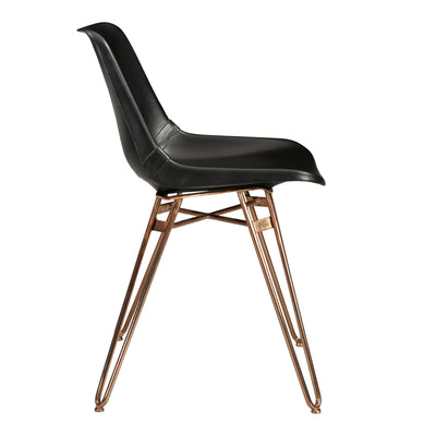 Made with solid iron and goats leather, the Omni Dining Chair adds modern sophistication to your home. Solid iron hairpin ...