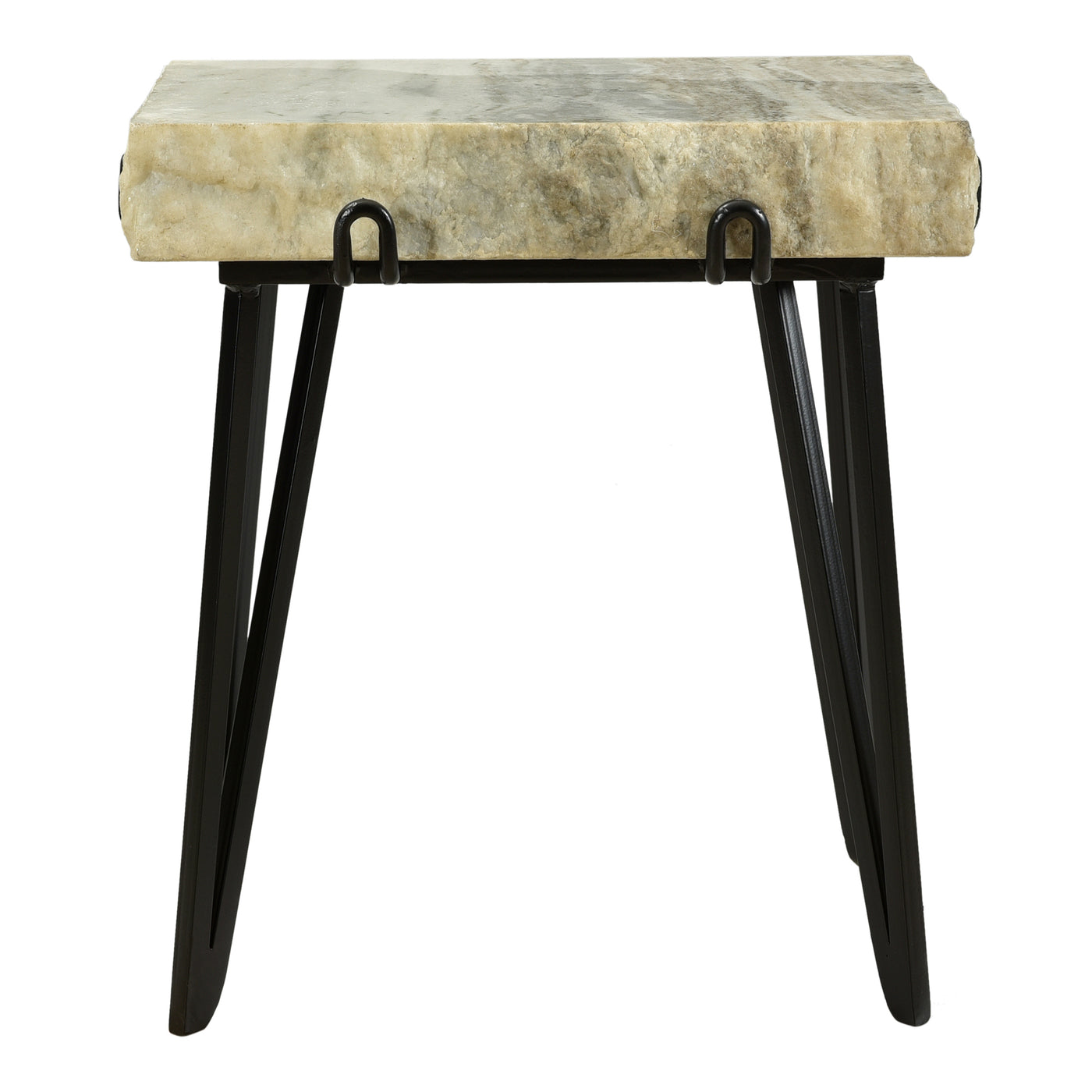 The Alpert accent table is anything but meek. Exposing the rough texture of its natural marble stone celebrates its raw be...