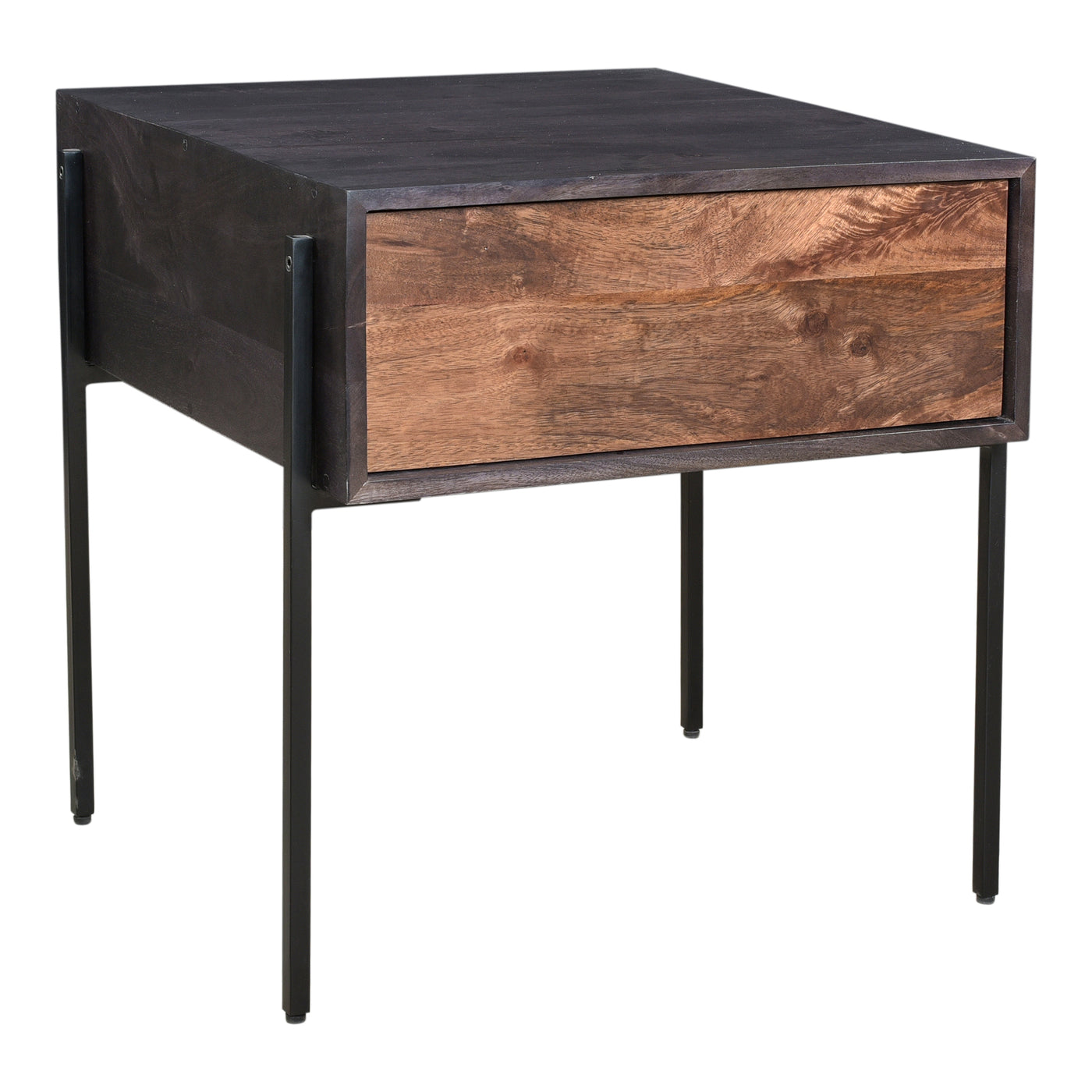 Bring the rich organic hues of solid mango wood into your living room with the Tobin Side Table. One spacious drawer provi...