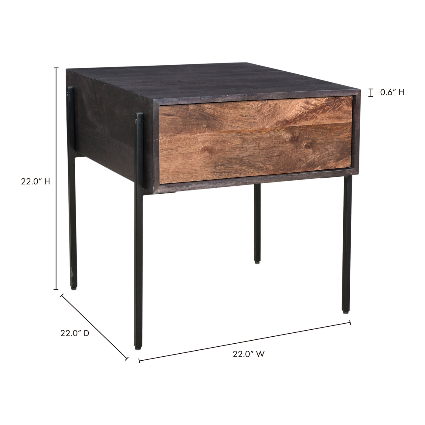Bring the rich organic hues of solid mango wood into your living room with the Tobin Side Table. One spacious drawer provi...