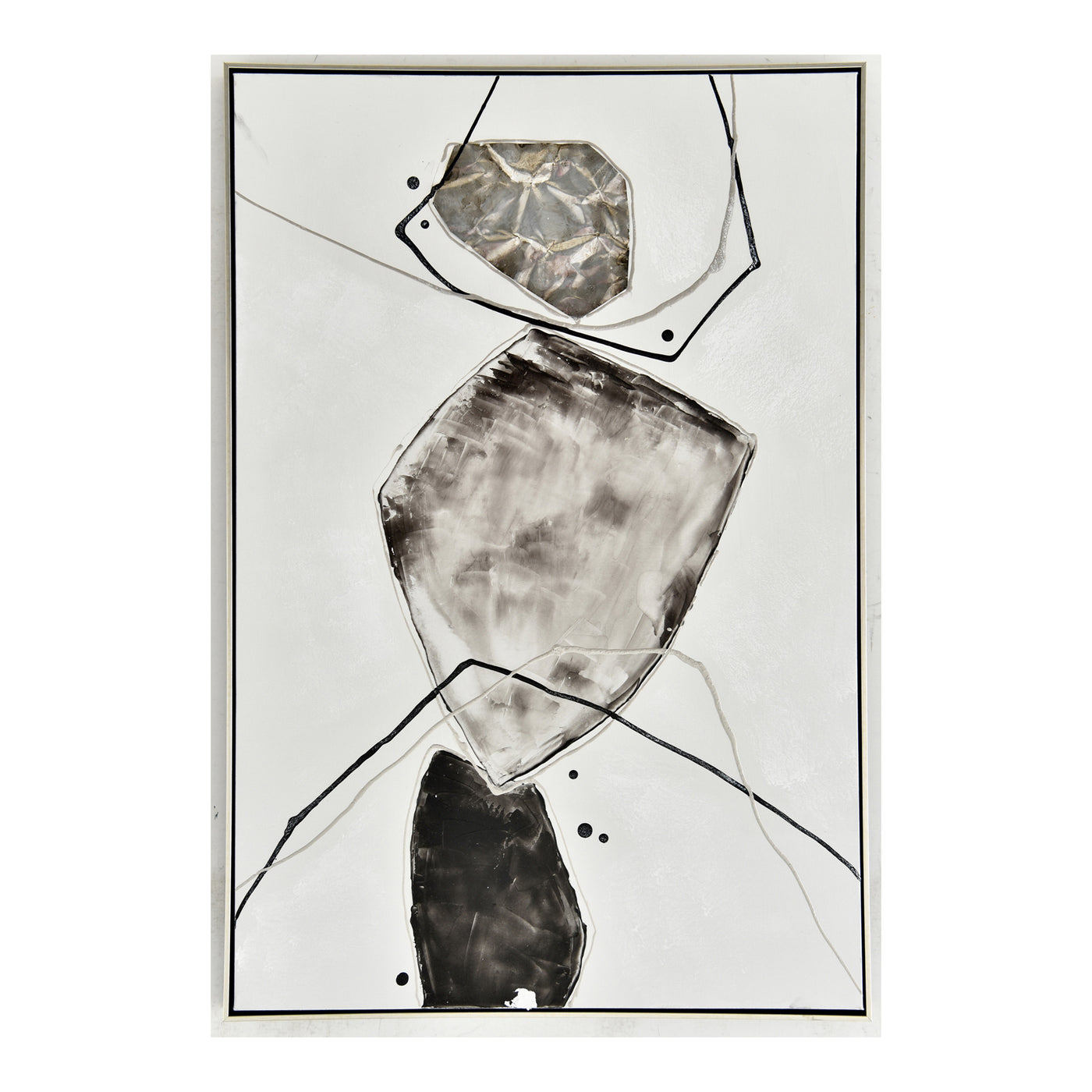 Varying lines and light textures come together to create the minimal Gold Stone Abstract I wall art. Its warm monochromati...
