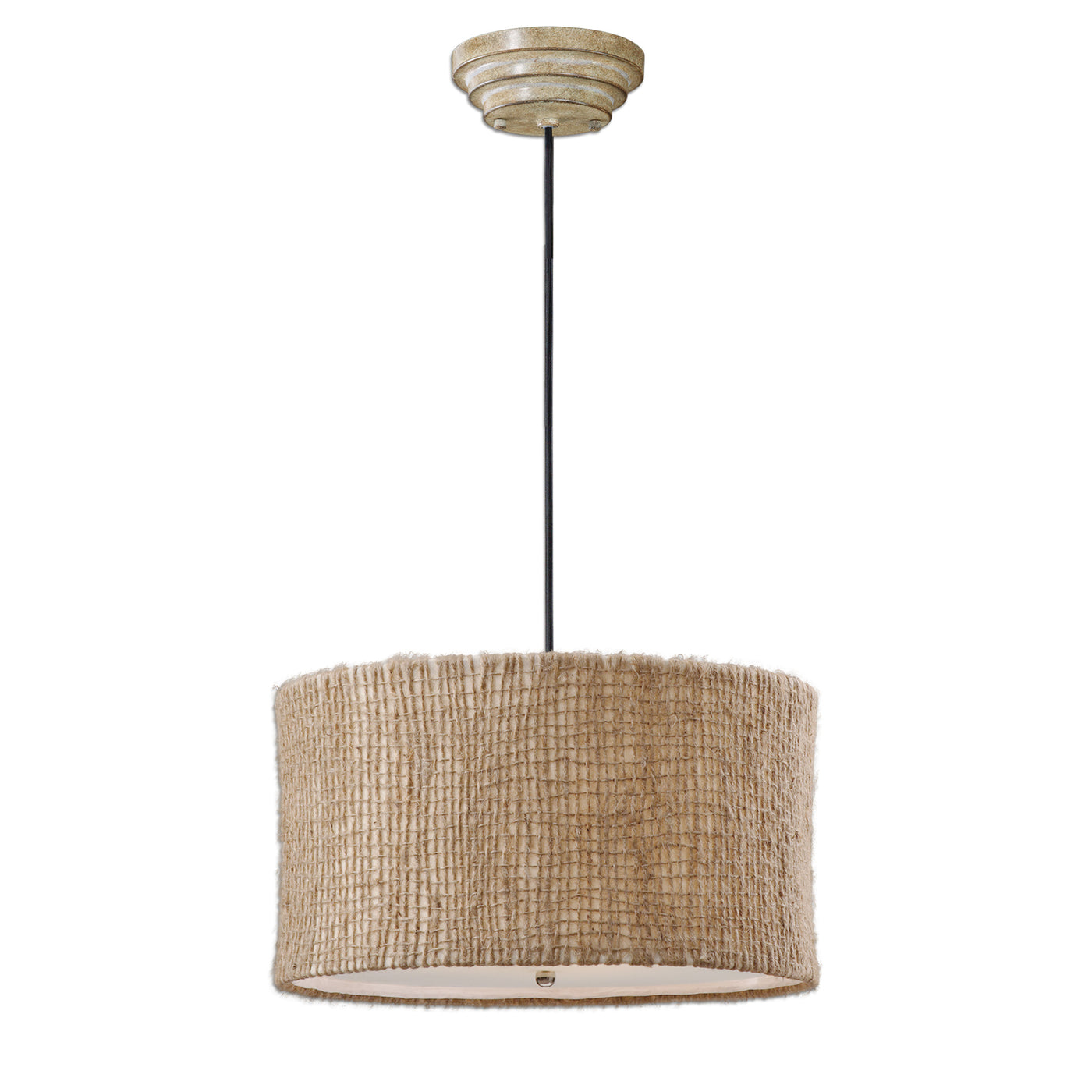 Natural Twine With An Open Weave Construction And A Beige Inner Liner Creates A Rustic, Yet Unique Appeal. Frosted Glass D...