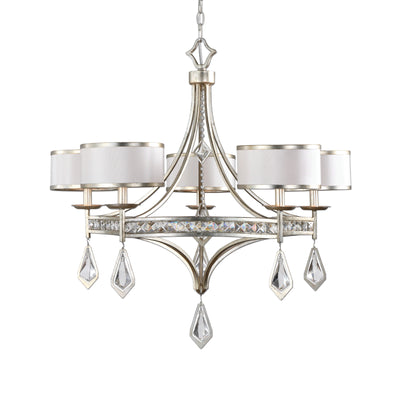 Burnished Silver Champagne Leaf Finish With Modern Clear Crystal Accents Highlight This Majestic Chandelier Along With Sil...