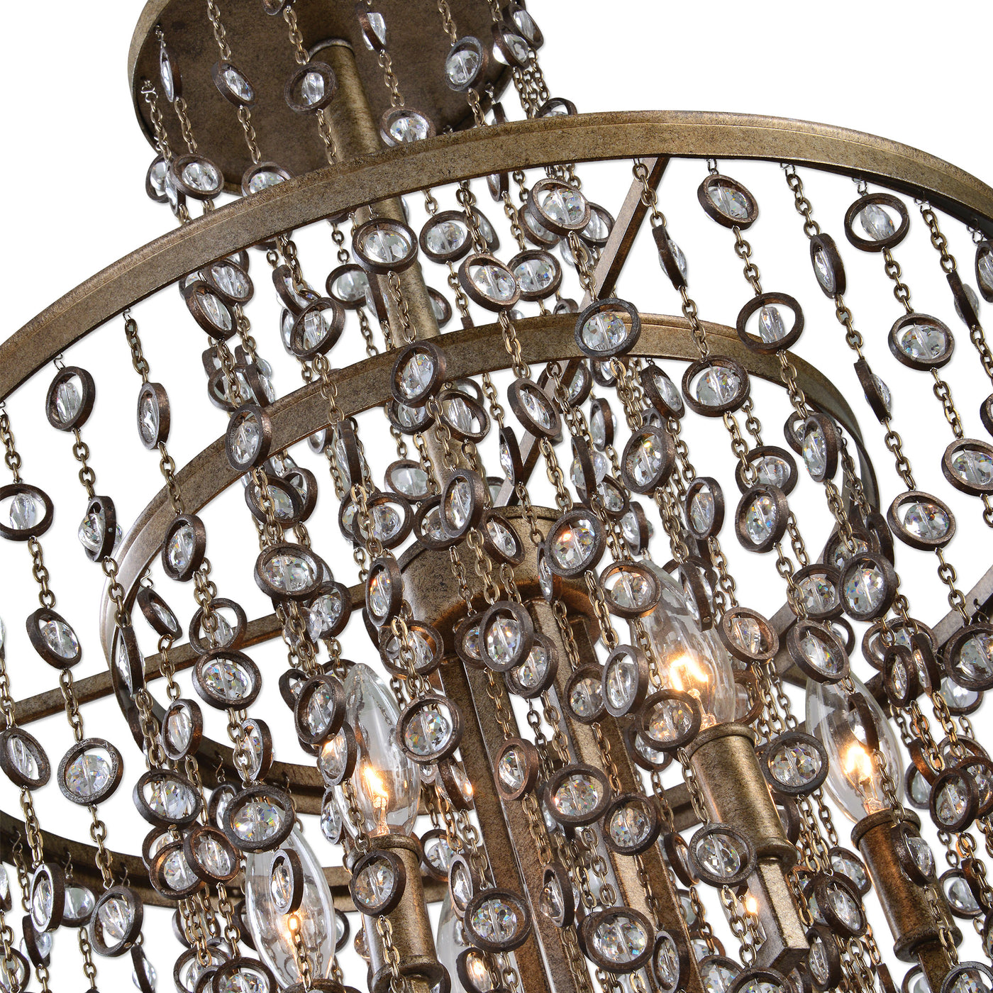 Refined 6 Lt. Tiered Chandelier In A Silver Swedish Iron Finish, Which Is A Silver Undercoat Then A Heavy Dark Bronze Anti...