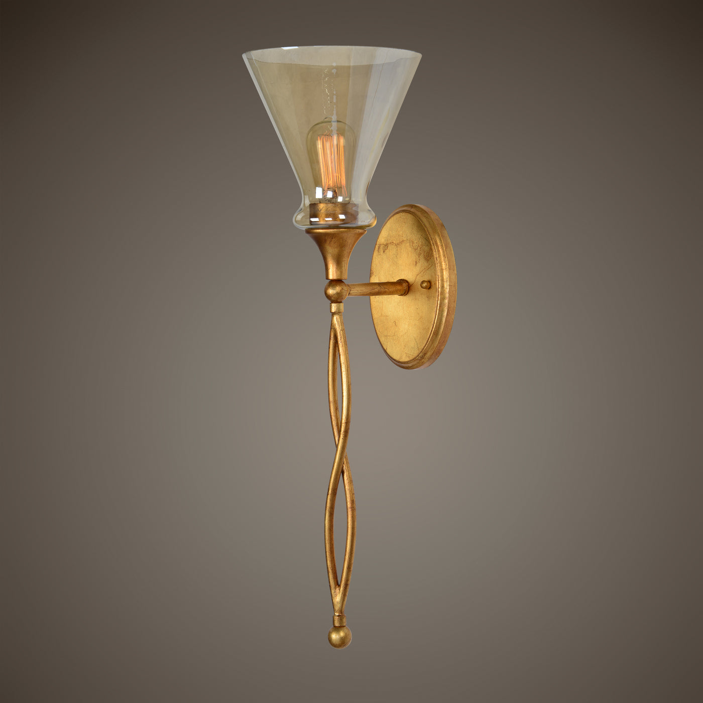 A Glamorous Sconce With An Infinity Design In The Metal Work Of The Tail.  The Rich Antiqued Gold Leaf Finish Complements ...