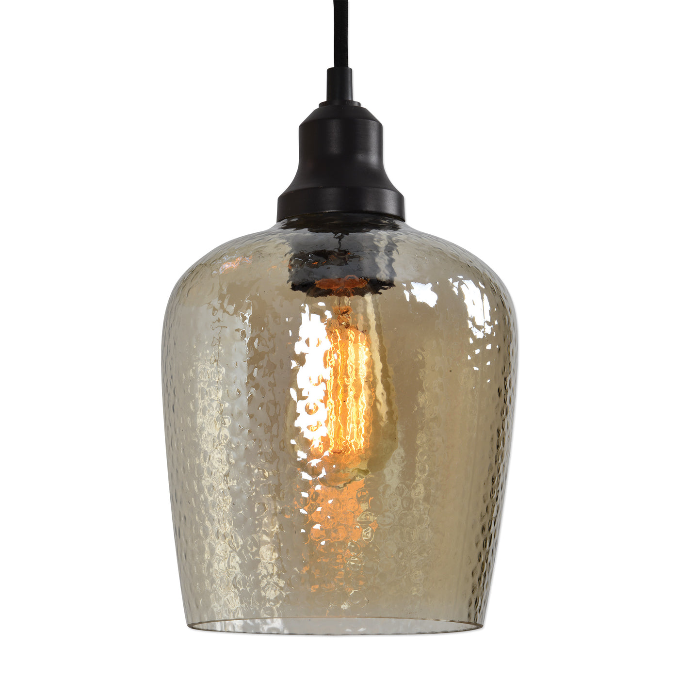 Rich Amber Hammered Glass Is The Focus Of This 5 Lt. Cluster Pendant Featuring A Warm Oil Rubbed Bronze Metal Finish.  Inc...