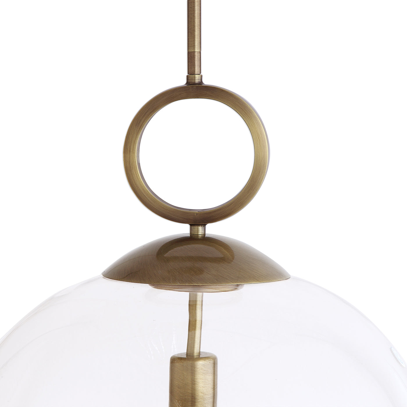 Simple Elegance Best Describes The Extra-large Clear Blown Glass On This Transitional Pendant. Calix Features An Aged Bras...
