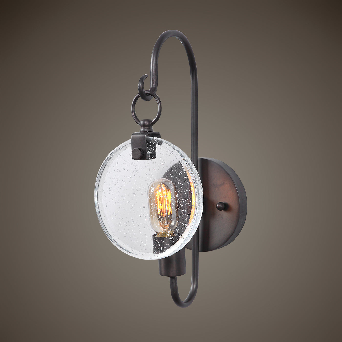 Transitional Style 1 Lt. Wall Sconce Pulls In Bits Of Nostalgia And Modernity.  In A Acid Oxidized Dark Bronze Finish Feat...