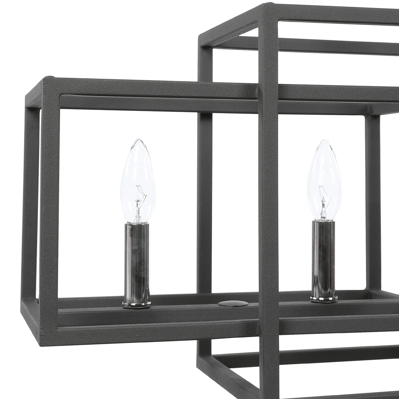 Clean Rectangles In A Sanded Black Texture Finish With Polished Nickel Accents Complete This 6 Lt. Linear Chandelier. With...