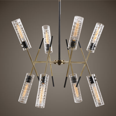 A Dramatic Soft Contemporary Look Blends Straight Lines And Linear Glass To Give Us This Eye-catching 8 Lt. Pendant. Featu...