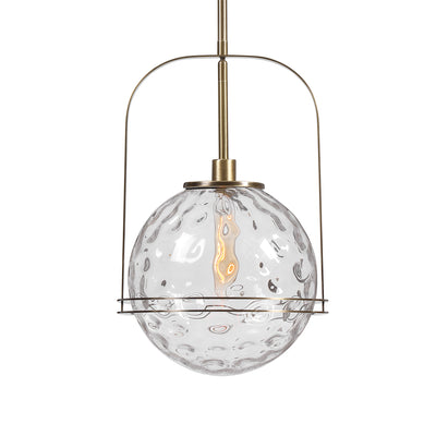 Soft Contemporary Lines Anchor This Oversized Floating Sphere Of Clear Watered Glass Enhanced With Rich Antique Brass Acce...