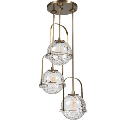 Soft Contemporary Lines Anchor These Oversized Floating Spheres Of Clear Watered Glass All Enhanced With Rich Antique Bras...