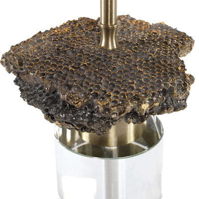 This Unique Lamp Base Consists Of A Delicate, Resin-treated Casting Of A Barn Wasp's Nest Finished In A Heavily Antiqued M...