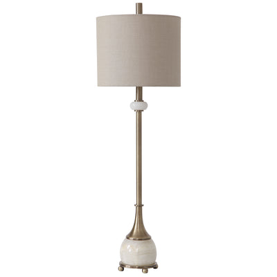 This Buffet Lamp Features A Delicate Design With Traditional Elements That Showcase Polished White Marble Details, Paired ...
