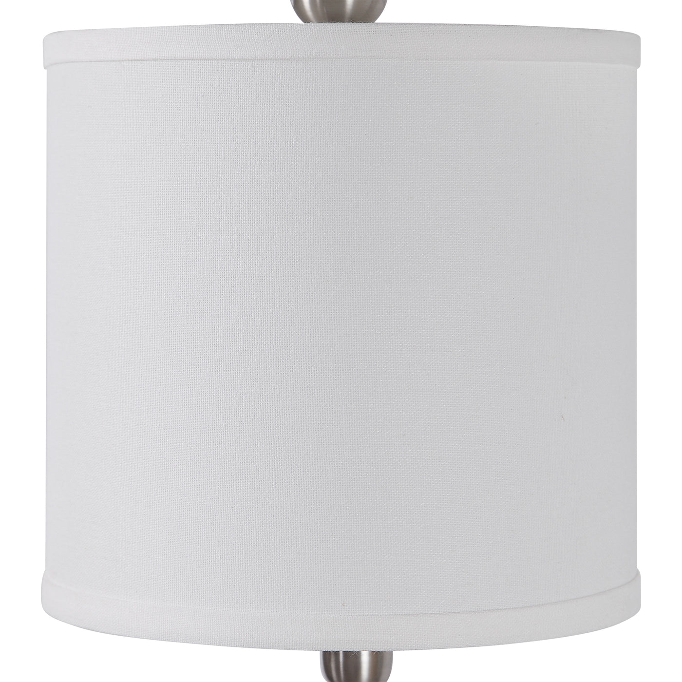 This Versatile Buffet Lamp Features Smooth Iron Details Finished In A Plated Brushed Nickel, Accented With A Thick Crystal...