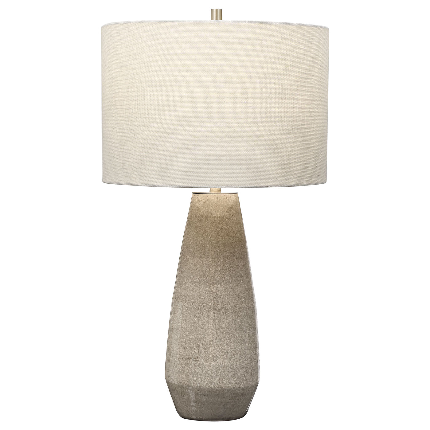 Simple Yet Stylish, This Ceramic Table Lamp Is Finished In A Crackled Taupe-gray Glaze With Noticeable Distressed Details ...