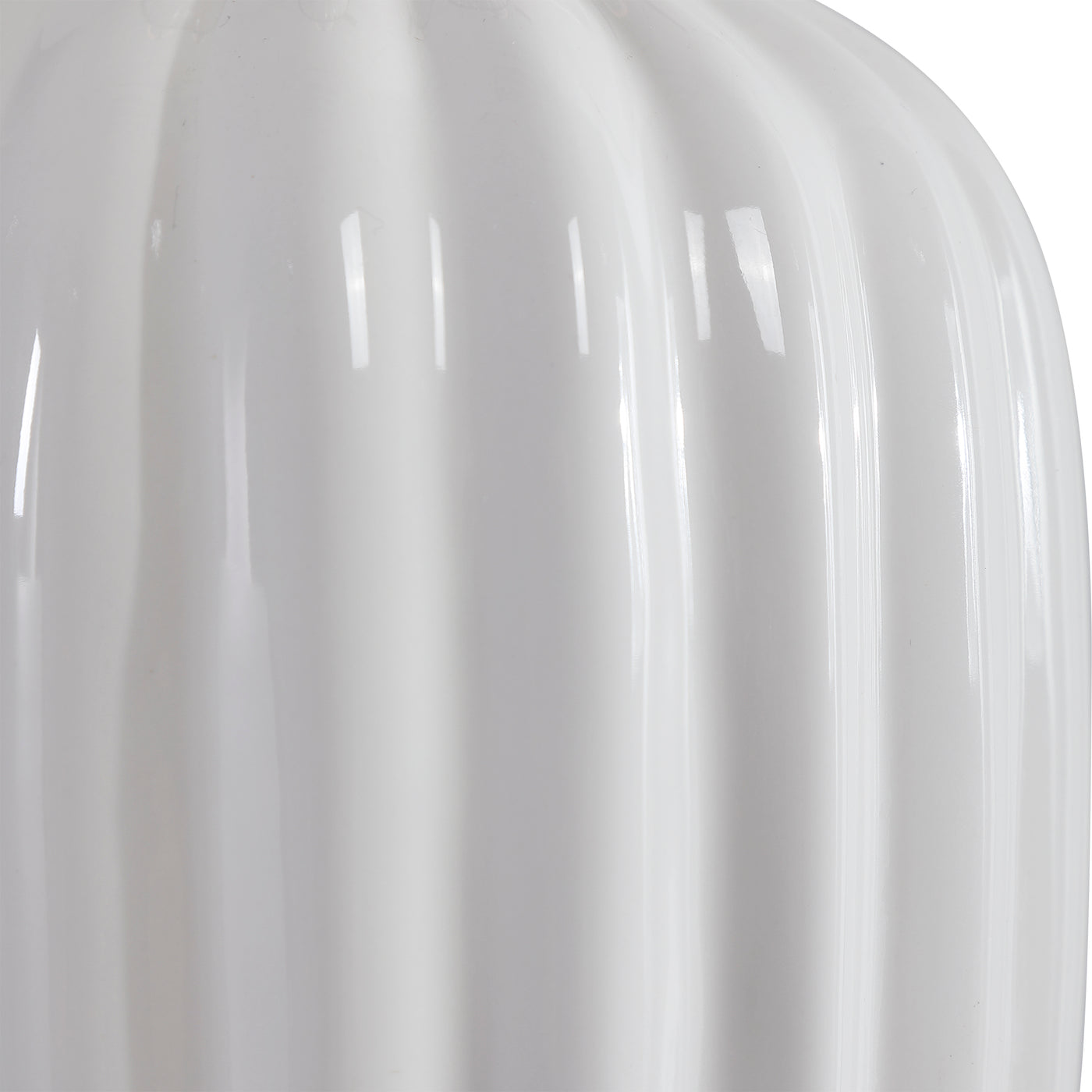 Displaying A Traditional Elegance, This Table Lamp Features A Fluted Ceramic Base In A Gloss White Glaze With Brushed Bras...