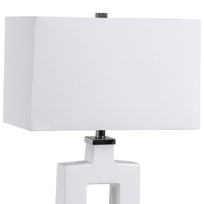 Showcasing A Sleek And Contemporary Look, This Ceramic Table Lamp Is Finished In A Stark White Glaze With Striking Polishe...