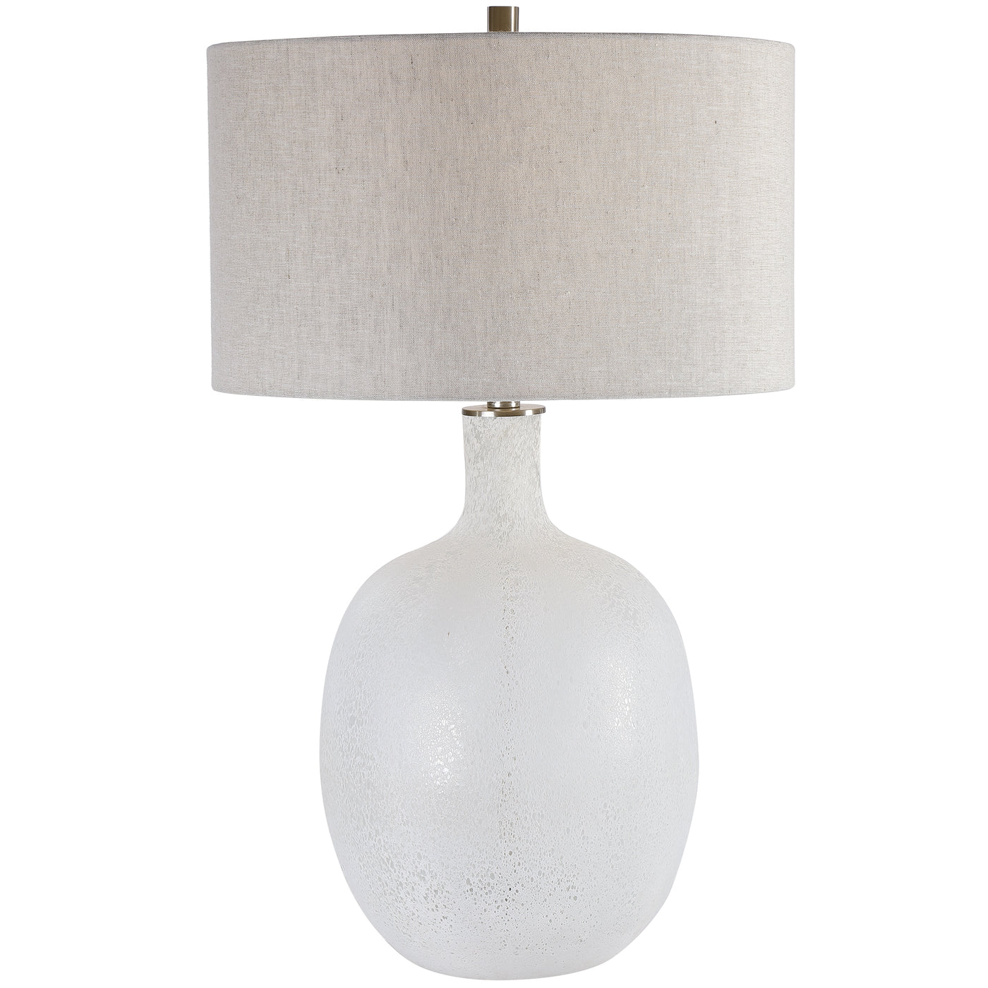 Beautiful And Functional, This Table Lamp Features A Glass Base Finished In A Heavily Textured, Mottled Aged White, Accent...