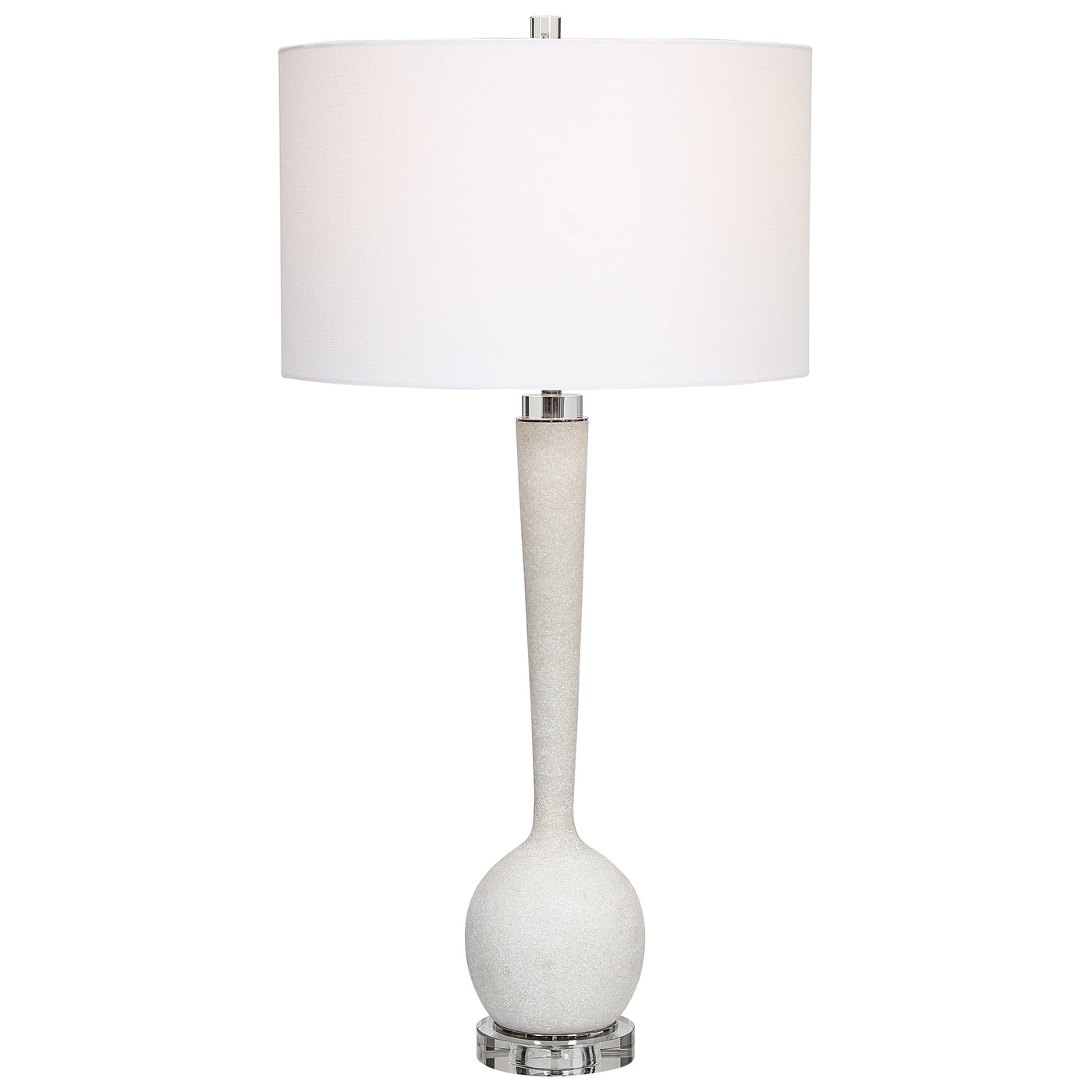 This Elegant Table Lamp Is Executed In A Rich Looking Material Made Of Granulated White Marble That Accurately Replicates ...