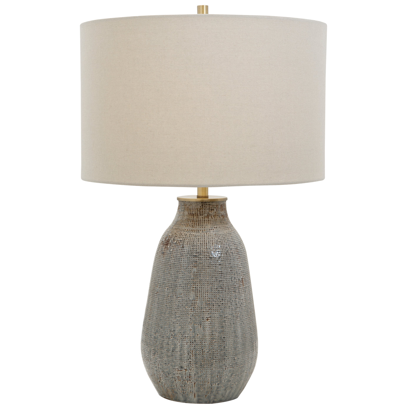 Exhibiting A Handcrafted Look, This Ceramic Table Lamp Features A Textured Finish Reminiscent Of Woven Fabric And Is Finis...