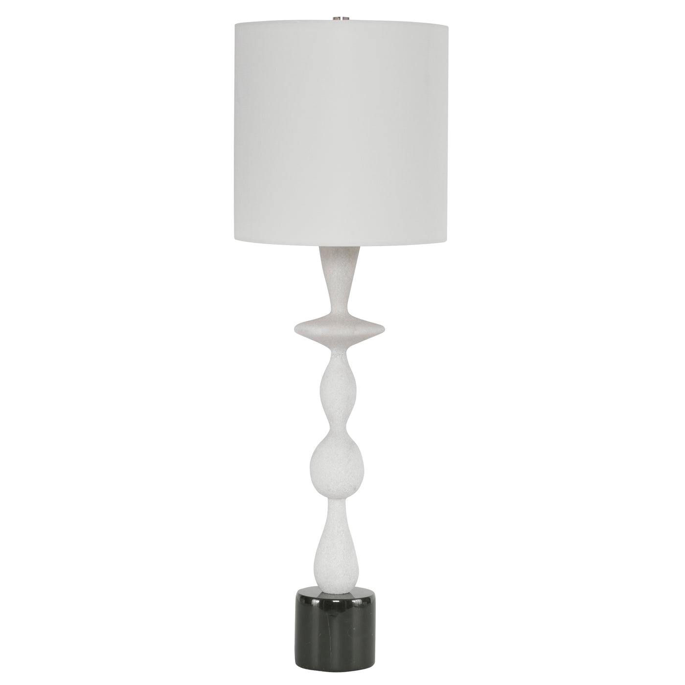 A Modern Black And White Table Lamp Executed In A Rich Material Made Of Granulated Marble That Accurately Replicates The L...