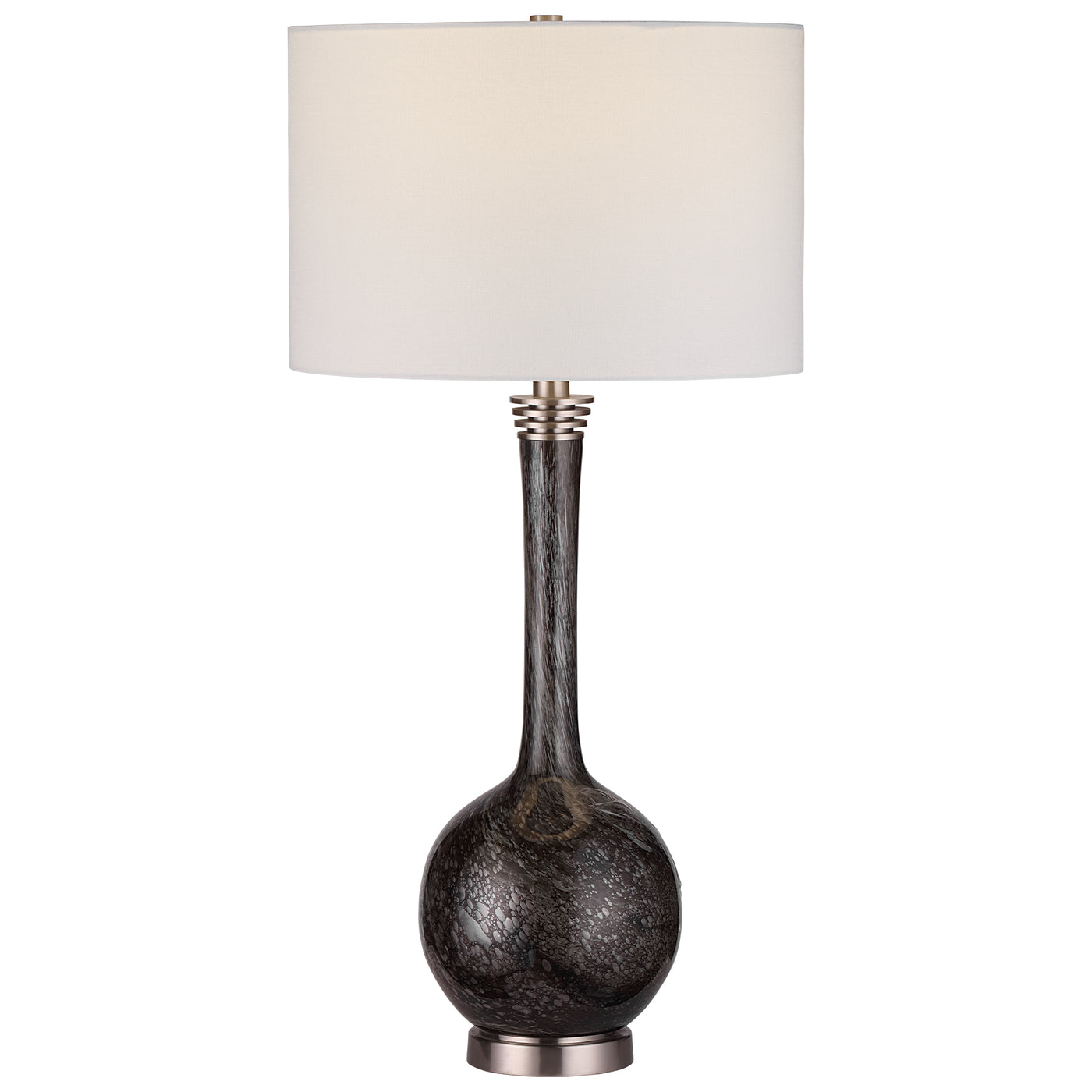 Showcasing A Masculine Look, This Buffet Lamp Features An Ebony And Charcoal Bubble Glass Base Accented By Contemporary Br...