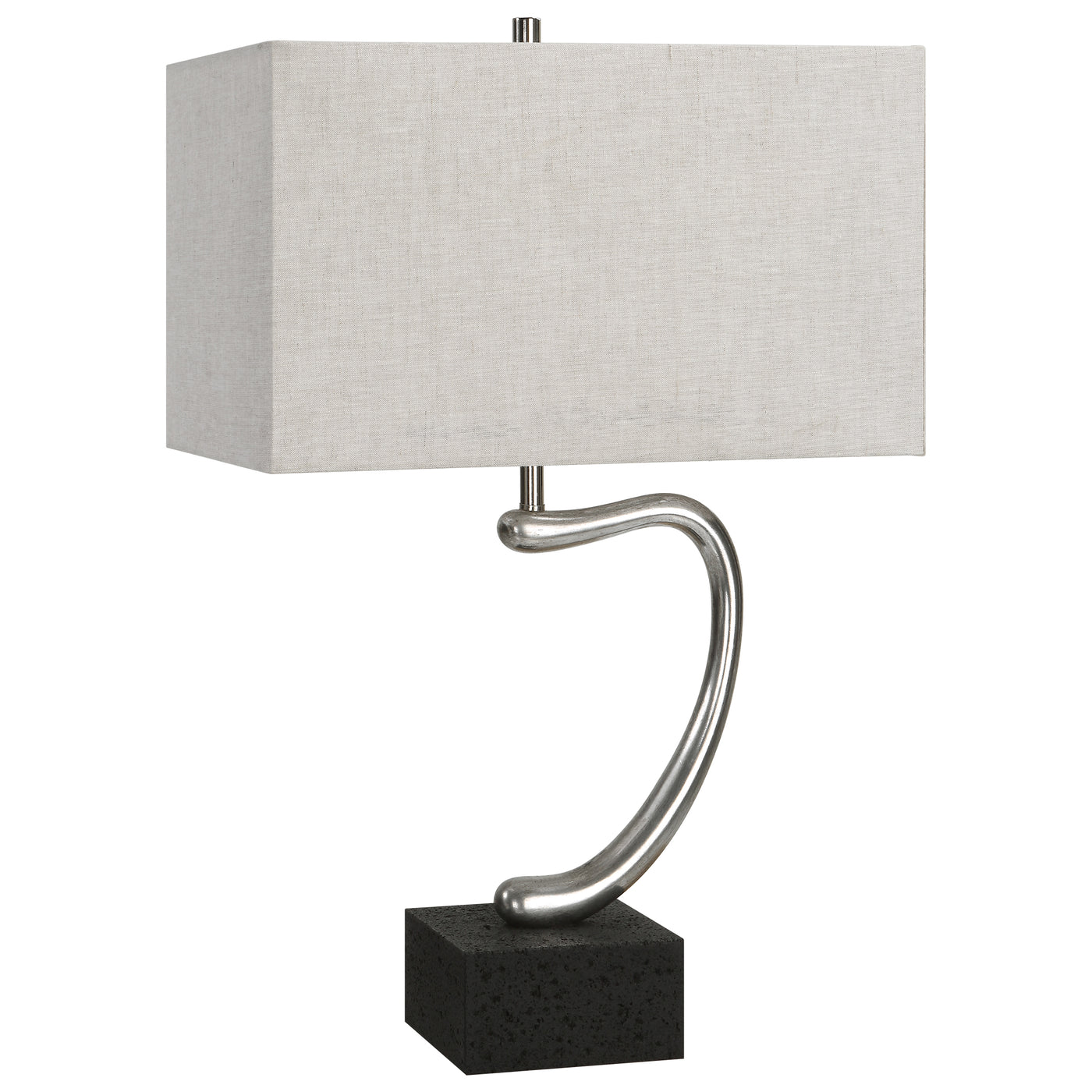 Inspired By Contemporary Art, This Table Lamp Features An Abstract Sculpture Finished In Tarnished Silver, Accented By A G...