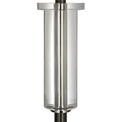 This Steel Floor Lamp Features Clean, Simple Detailing With A Polished Nickel Base And Unique Foot, Adorned With Thick Cry...