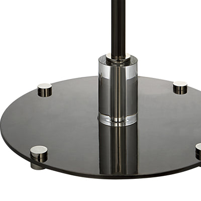 This Steel Floor Lamp Features Clean, Simple Detailing With A Polished Nickel Base And Unique Foot, Adorned With Thick Cry...