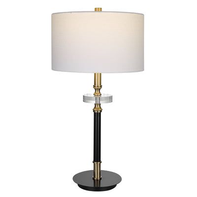 Traditional Elegance Is Showcased In This Table Lamp, Finished In An Aged Black With Antique Brass Plated Accents And A Th...