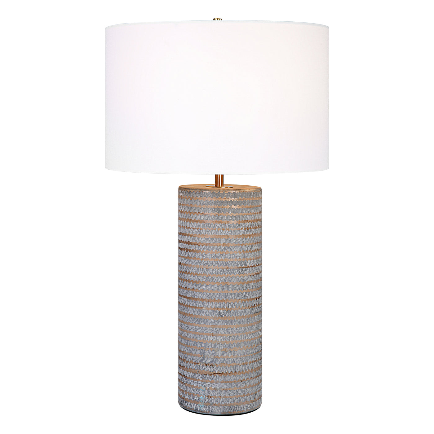 This Ceramic Table Lamp Showcases A Rustic Chiseled Texture With Frosted Pewter Gray Undertones And Organic Carved Accents...