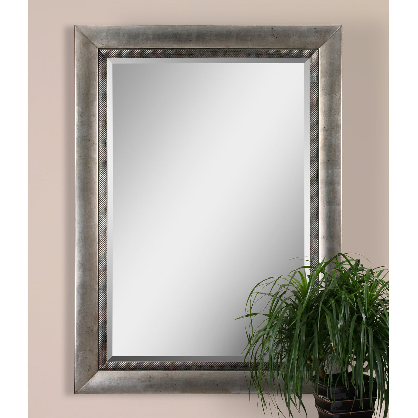This Stately Mirror Features A Wood Frame Finished In Antiqued Silver Leaf With Black Undertones And A Gray Glaze. Mirror ...