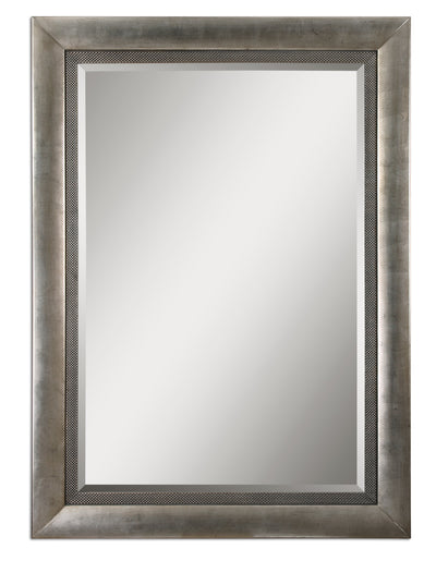This Stately Mirror Features A Wood Frame Finished In Antiqued Silver Leaf With Black Undertones And A Gray Glaze. Mirror ...