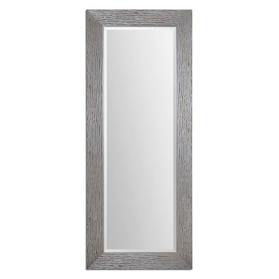 Frame Has A Metallic Silver Finish With A Heavy, Taupe-gray Wash. Mirror Has A Generous 1 1/4" Bevel And May Be Hung Horiz...