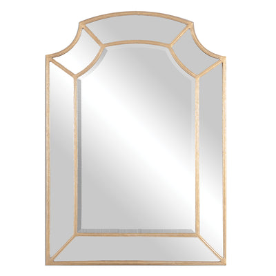 Hand Forged Metal Arch Frame With Scooped Corners, Has A Lightly Antiqued Gold Leaf Finish. Mirror Has A Generous 1 1/4" B...