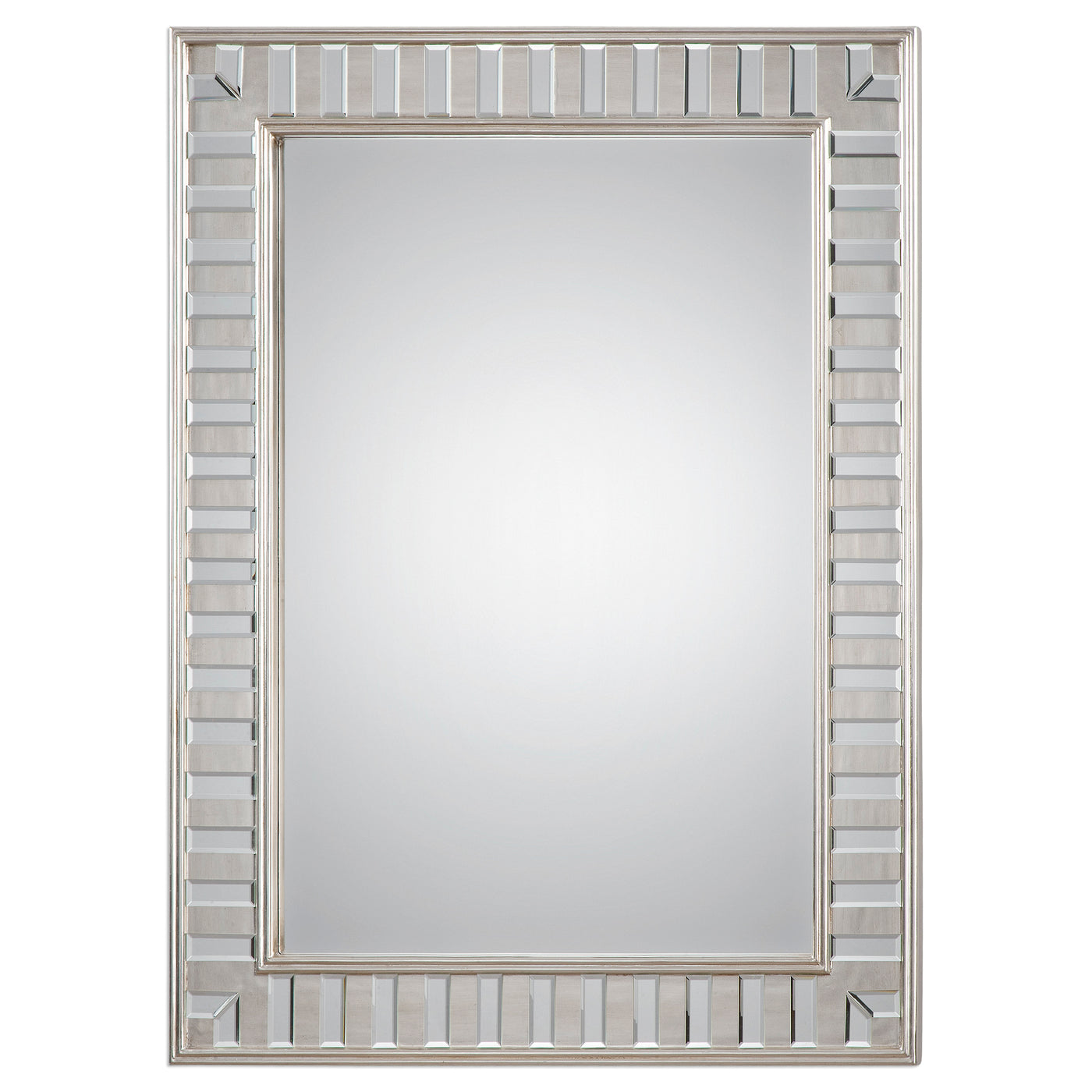 Sleek And Elegant Finishing Touch For Any Room. The Solid Pine Frame Features A Lightly Antiqued Silver Leaf Finish Decora...