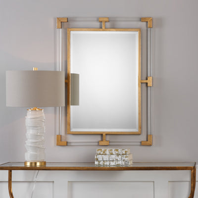 This Mirror Can Certainly Serve As A Focal Point For Any Room. Combining Forged Iron, Finished In A Metallic Gold Leaf, Wi...