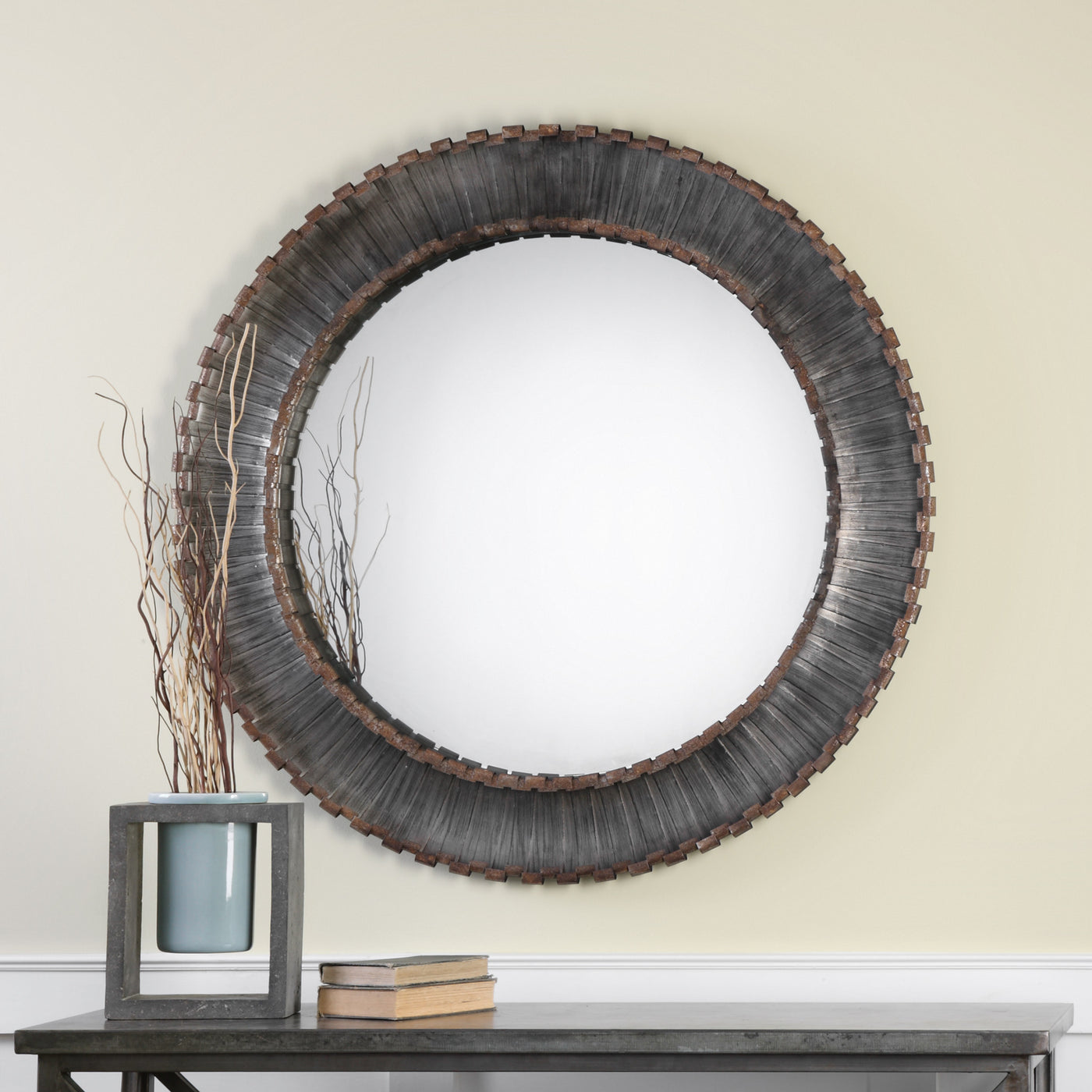 Hand Forged Strips Of Metal, In Staggered Lengths And Curled At Both Ends, Are Used To Create This Frame. Finish Consists ...