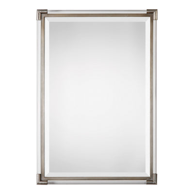 Clear Acrylic Rods Surrounding A Metallic Silver Leafed Metal Frame, Creating A Simple, Yet Elegant Mirror Piece That Adds...