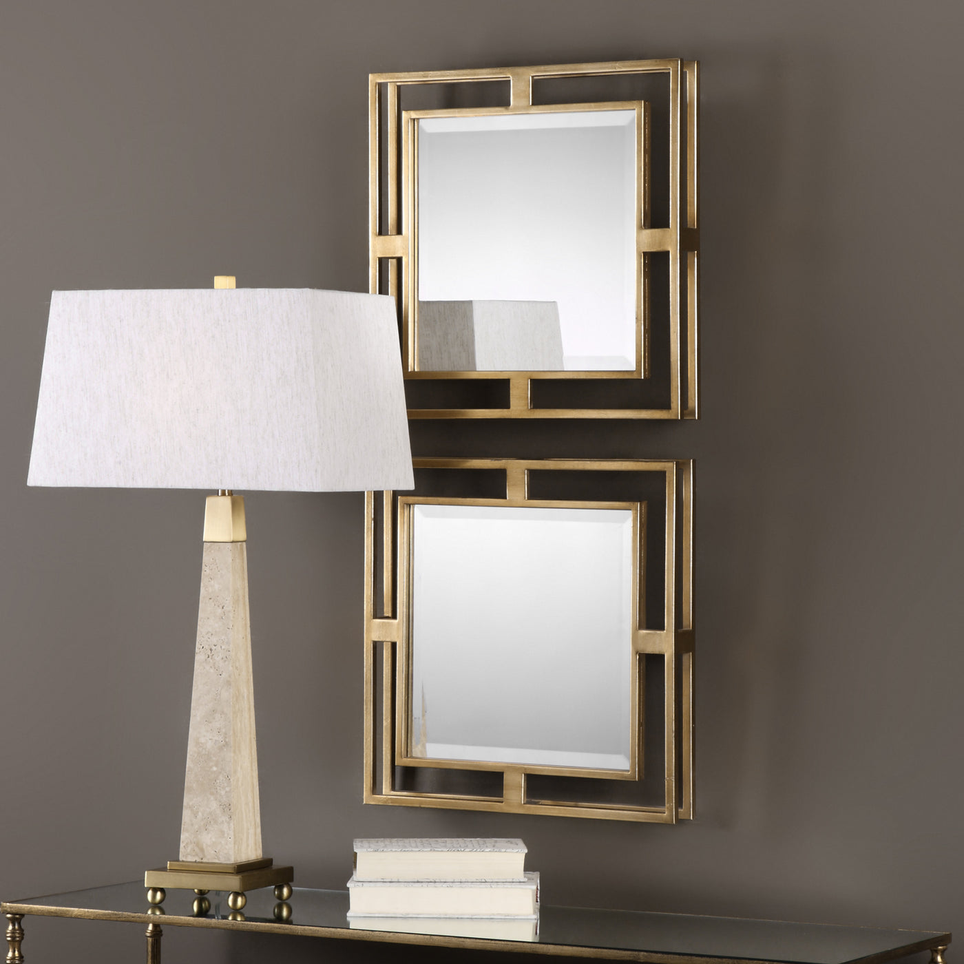 Forged Iron Featuring 3-dimensional Depth, Hand Finished In A Lightly Antiqued Gold Leaf. Mirrors Are Beveled.