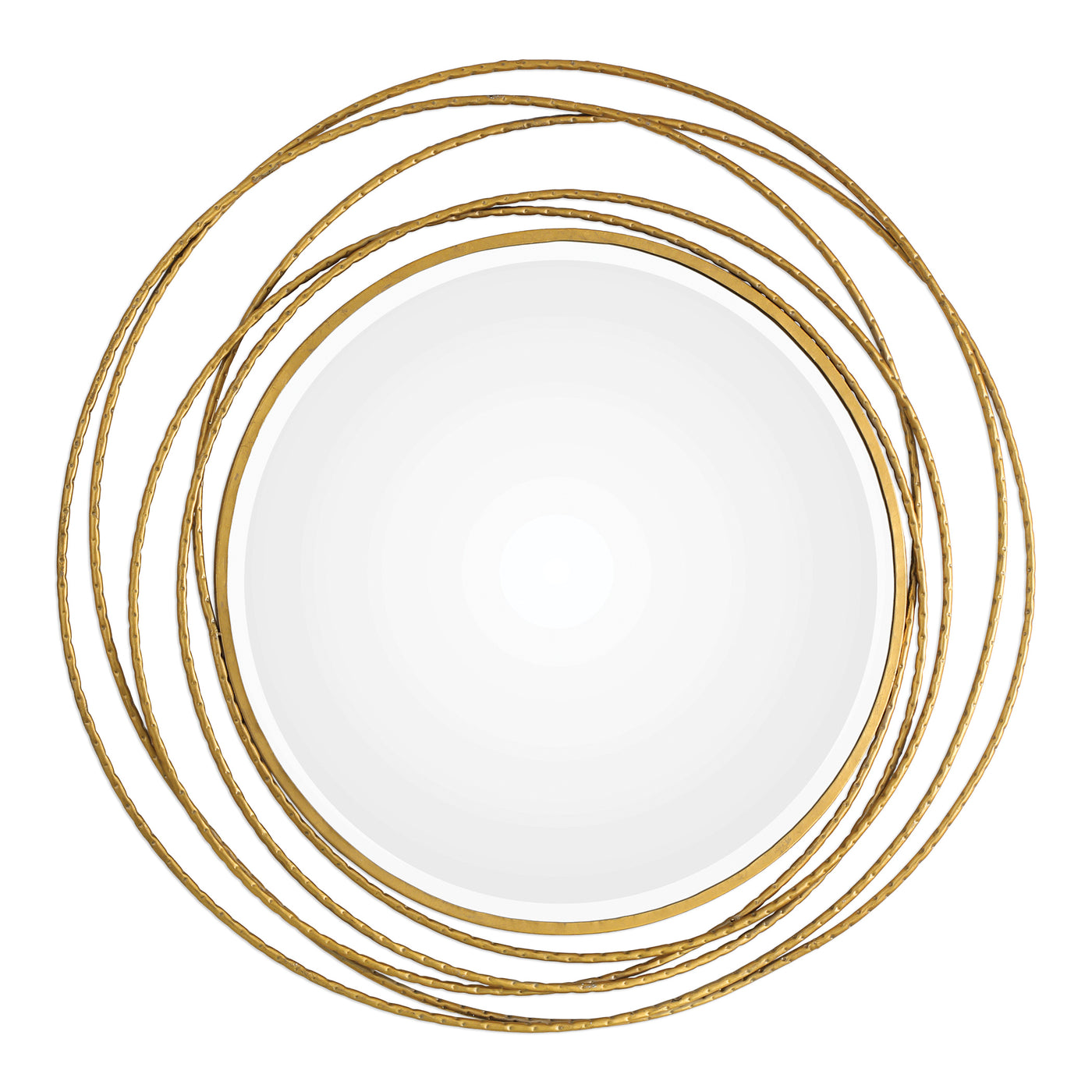 Hand Forged Iron Coils, Finished In A Metallic Gold Leaf, Accented With A Subtle Hammered Texture. Mirror Features A Gener...