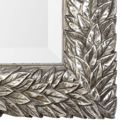 This Flowing Leaf Design Features A Delicate, 3-dimensional Texture, Finished In A Lightly Burnished Metallic Silver. Mirr...