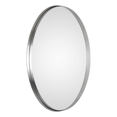 This Upscale Vanity Mirror Features A Thick Steel Band Displaying Nice Depth With A Plated Brushed Nickel Finish. May Be H...