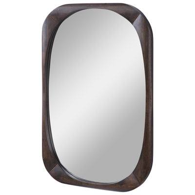 This Mirror Evokes A Mid-century Style With Its Rounded Edges And Minimal, Modern Design. The Solid Wood Frame Is Finished...